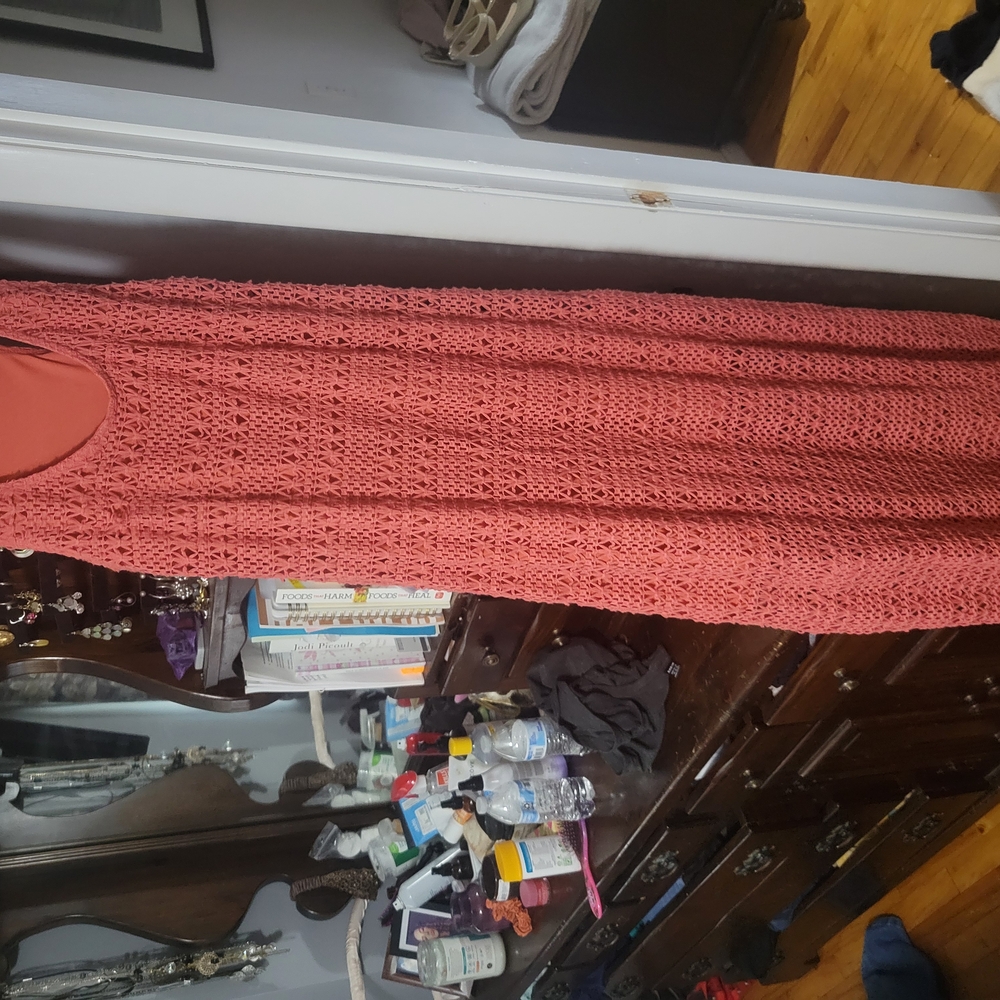 Coral Crochet Maxi Dress